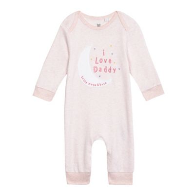 Baby girls' pink 'I love daddy' moon applique sleepsuit